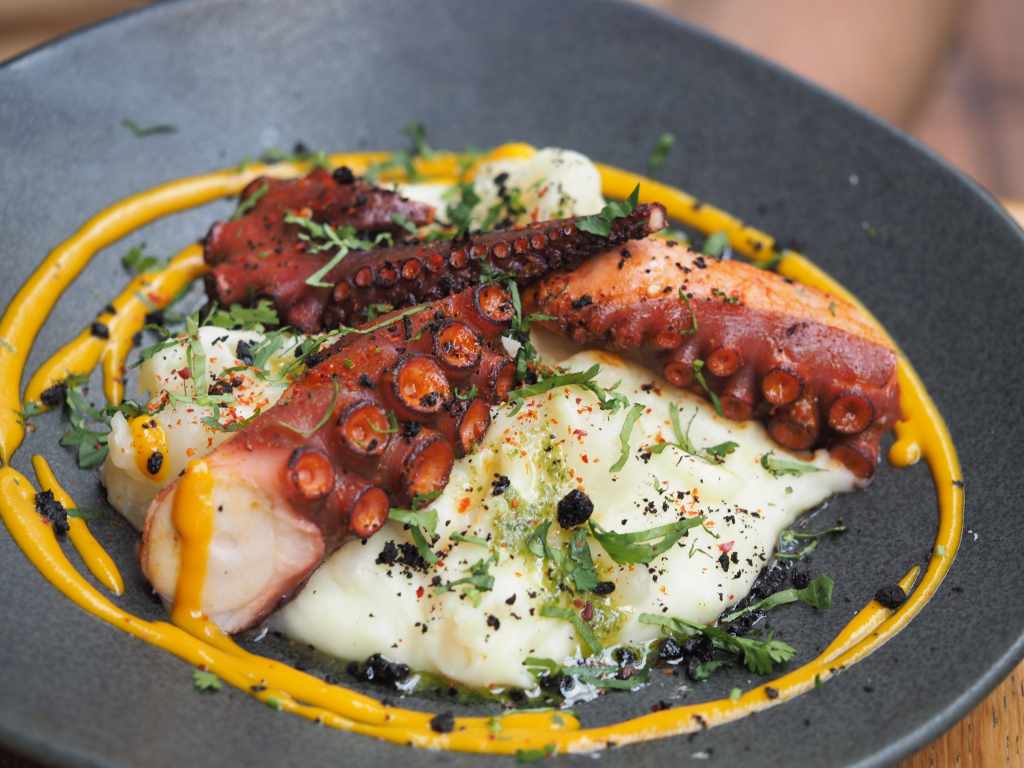 photographie culinaire du poule à la braise au restaurant Andia, Paris 
